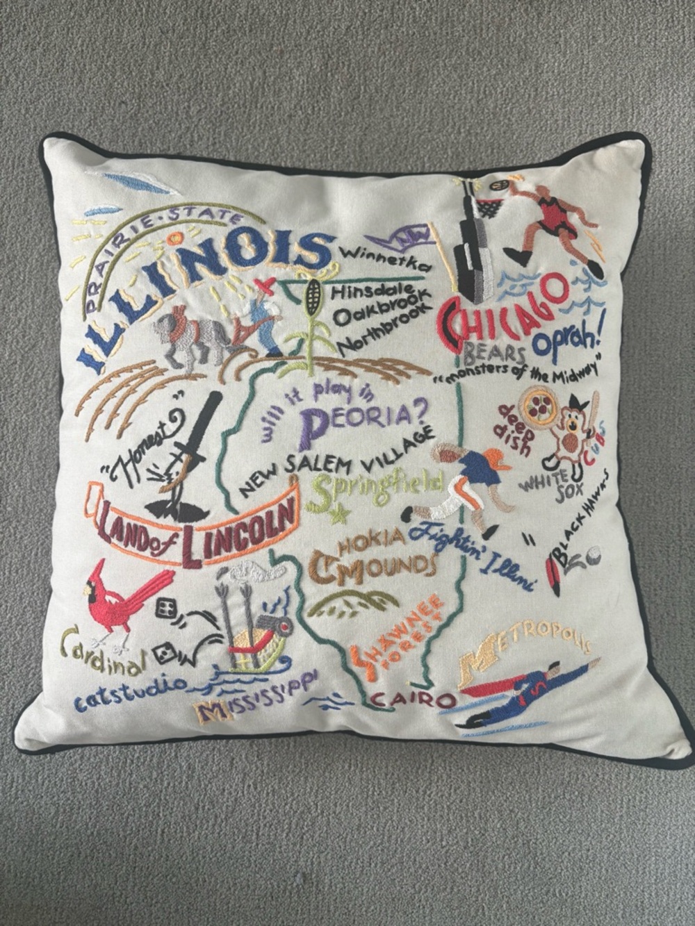Catstudio Illinois Embroidered Pillow Cover 2003